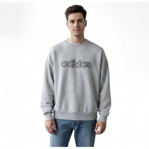 VTG Adidas Sweatshirt Made In Canada Priva Sport Grey Embroidered Spell Out Sz M